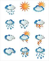 Modern weather icons set. Flat vector symbol on transparent background.