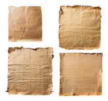 ai genererad årgång brun papper uppsättning bakgrund, klassisk textur detaljer png