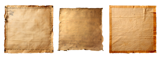 AI generated Old Fashioned Vintage Paper Set, Brown with Tear Details png