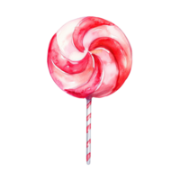 AI generated Watercolor Valentines lollipop decorated with bows in pink and red ,ai generative png