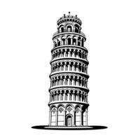 The Leaning Tower of Pisa is a landmark of Italy. Vector illustration on white background