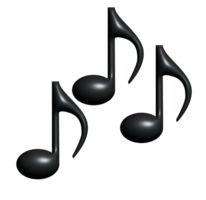 Black music note 3D icon, beamed pair of eighth musical notes png