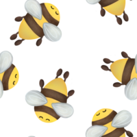 sencillo linda dibujos animados abeja antecedentes. acuarela verde sin costura modelo con mano dibujado volador abejas. verano repetido infantil impresión con insecto. miel fondo de pantalla concepto para telas, guardería png