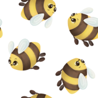 sencillo linda dibujos animados abeja antecedentes. acuarela verde sin costura modelo con mano dibujado volador abejas. verano repetido infantil impresión con insecto. miel fondo de pantalla concepto para telas, guardería png