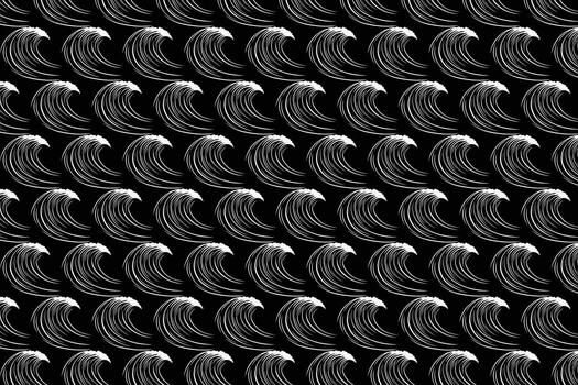 Identical White Waves Arranged in Grid on Black Background vector