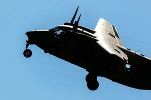 Polish Air Force PZL M28 Bryza transport plane flying. Aviation and military aircraft. photo