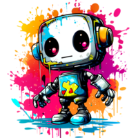 AI generated Cute cartoon Robots. Funny cyborgs. Steampunk Robots. AI Generated. png