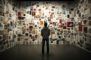 AI generated Art Enthusiast Admiring Gallery Exhibition photo