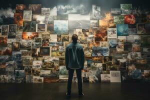 AI generated Art Enthusiast Admiring Gallery Exhibition photo