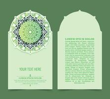 Elegant green mandala business card vector