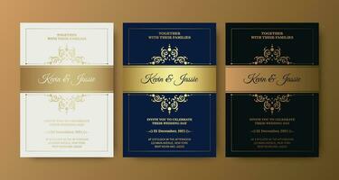 Elegant wedding invitation with pattern motif vector