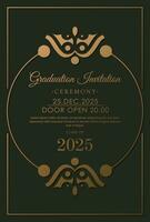 elegante plantilla de invitación de graduación oscura vector