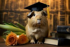 AI generated Quick-learning Graduate guinea pig mammal. Generate Ai photo