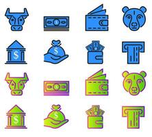 Set of Line icons with flat design elements of financial Technology. vector illustration isolated on white background. eps10