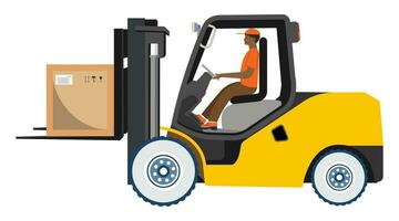 Forklift Truck with Driver. Vector illustration isolated on white background. eps10