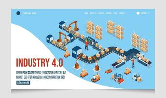 3D isometric Industry 4.0 concept with Automation, Connection, Cloud computing, Iot, Big Data, and System Integration. Eps10 vector illustration