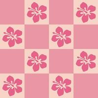 Abstract floral tropical hawaiin checkerboard seamless pattern background. AAPi background, modern creative print vector