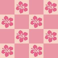 Abstract floral tropical hawaiin checkerboard seamless pattern background. AAPi background, modern creative print vector