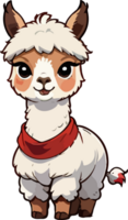 ai gegenereerd schattig alpaca tekenfilm PNG mascotte