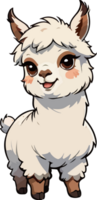 ai generado linda alpaca dibujos animados clipart png