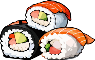 ai gegenereerd sushi rollen reeks tekenfilm png