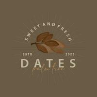 Date Fruit Logo, Elegant Minimalist Premium Design, Sweet Date Fruit Logo Templet Illustration vector