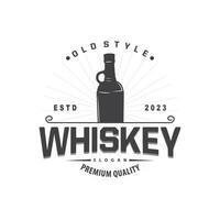 Whiskey Logo, Drink Label Design With Old Retro Vintage Ornament Illustration Premium Template vector