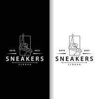 Shoe Logo, Minimalist Line Style Sneaker Shoe Design Simple Fashion Product Brand vector