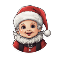 realistisch illustratie Kerstmis sticker van een kind vervelend santa's hoed, ai generatief png
