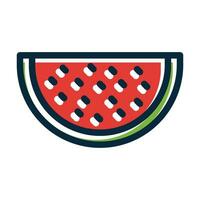 Watermelon Vector Thick Line Filled Dark Colors