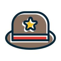 Hat Vector Thick Line Filled Dark Colors