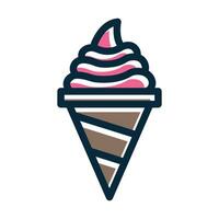 Ice Cream Vector Thick Line Filled Dark Colors