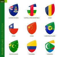 Rugby flag collection. Rugby icon with flag of 9 countries. vector