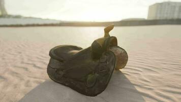 old horse saddle on the beach video