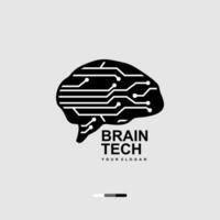 diseño de logotipo de tecnología cerebral vector