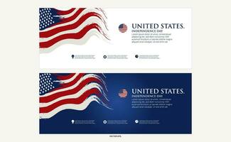 two american flags, independence day on a white background vector