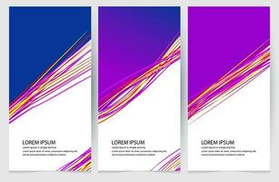 three vertical banners with colorful lines vector