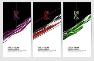 three vertical banners with abstract lines vector