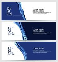 three banners with blue waves and a white background vector