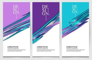 three vertical banners with abstract lines vector