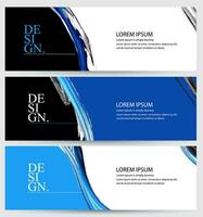 three banners with blue and black designs vector