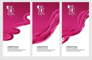 three vertical banners with pink liquid vector