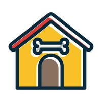 Dog House Vector Thick Line Filled Dark Colors