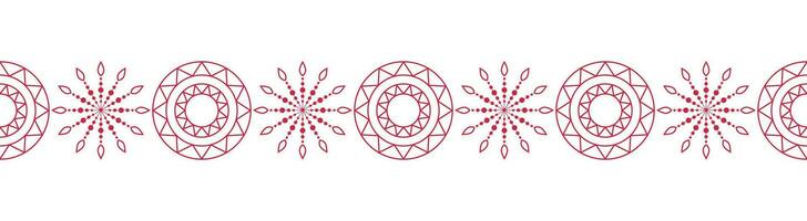 Snowflakes seamless border in red color on a white background. Christmas and New Year. Vector. vector