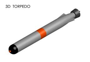 realistic torpedo for submarine. Weapons of war at sea and in ocean. 3D Vector