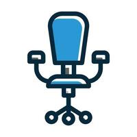 Desk Chair Vector Thick Line Filled Dark Colors