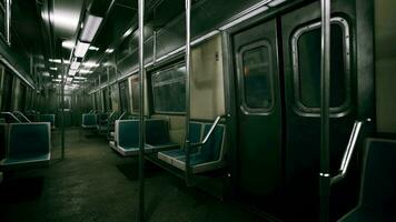 Empty benches of metro wagon video