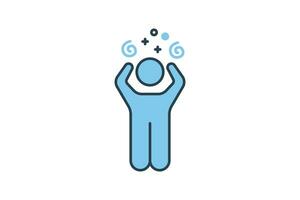 dizzy icon. human scratching the head with chaos. icon related to confusion. flat line icon style. simple vector design editable