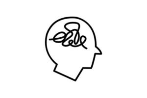 mind chaos icon. head with chaos. icon related to confusion. line icon style. simple vector design editable