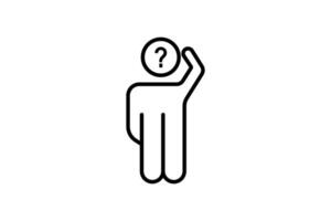 confuso icono. humano rascarse cabeza y pregunta marca. icono relacionado a confusión. línea icono estilo. sencillo vector diseño editable